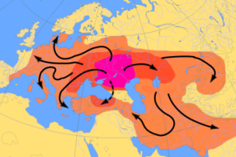 L’ipotèsi dei kurgans es la pus difusada e la pus solida. Una populacion, installada dins leis estèpas d’Ucraïna, de Russia e de Cazacstan, portava la primiera cultura indoeuropèa e parlava la lenga maire